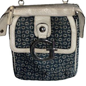 Vintage Y2K denim GUESS Crossbody Bag in Navy and Cream